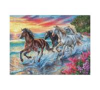 Creativo Bach Laufendes Pferdegruppe Wildtiere Wilde Natur Puzzle 500 Piezas para Adultos Atractivo Divertido Y Estimulante Pasatiempos 500 PCS（52×38cm）