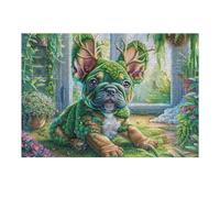 Creativo Bulldog francés Campo de Flores Mascota tierna Naturaleza Salvaje Puzzle 300 Piezas para Adultos Divertido Cautivador Y Relajante Pasatiempos Y Ocio 300 PCS（40x28cm）