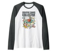 Creativo Caos Colectivo Artista Artesanía Humor Arte Mixto Media Camiseta Manga Raglan