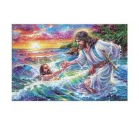 Creativo Jesús Milagro en el mar Religioso Fe Espiritual Puzzle 1000 Piezas para Adultos Atractivo Divertido Y Estimulante Pasatiempos 1000 PCS（75x50cm）