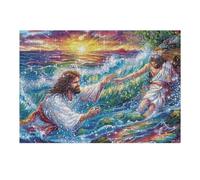 Creativo Jesús Rescate en el mar Religioso Fe Espiritual Puzzle 300 Piezas para Adultos Atractivo Divertido Y Cautivador Ocio Y Actividades 300 PCS（40x28cm）