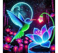 Creativo juego de pintura y dibujo sobre lienzo DIY arte al óleo flor luminosa decoración de pared 40 x 40 cm