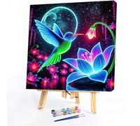 Creativo juego de pintura y dibujo sobre lienzo DIY arte al óleo flor luminosa decoración de pared 40 x 40 cm