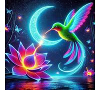 Creativo juego de pintura y dibujo sobre lienzo DIY arte al óleo flor luminosa decoración de pared 40 x 40 cm