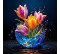 Creativo juego de pintura y dibujo sobre lienzo DIY arte al óleo flor luminosa decoración de pared 40 x 40 cm