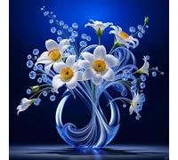 Creativo juego de pintura y dibujo sobre lienzo DIY arte al óleo flor luminosa decoración de pared 40 x 40 cm