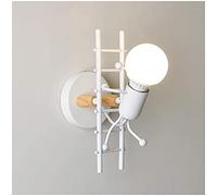Creativo Lámpara de Pared Humanoide, Lámpara de Pared Interior Moderno de Hierro Forjado Luz de Pared E27 Dibujos Animados para Dormitorio Sala De Estar Habitación Infantil Pasillo Escalera,Blanco