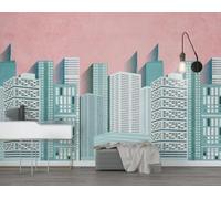Creativo Minimalista Tridimensional Ciudad Arquitectura 3D Papel Pintado Pared Fácil Instalación Oficina Sala Estar Sofá Dormitorio TV Fondos Decoración-250cm×170cm