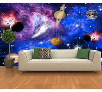 Creativo Multicolor Cosmos Cielo Estrellado Planetas 3D Papel Pintado Pared Fácil Instalación Oficina Sala Estar Sofá Dormitorio TV Fondos Decoración-430cm×300cm