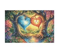 Creativo Pareja de árboles en Forma de corazón Bosque Naturaleza Salvaje Rural Puzzle 1000 Piezas para Adultos Atractivo Divertido Y Estimulante Pasatiempos 1000 PCS（75x50cm）