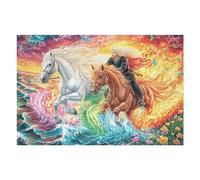Creativo Pareja de Caballos Fuego Flor Bosque Vida Silvestre Naturaleza Salvaje Puzzle 1000 Piezas para Adultos Divertido Cautivador Y Relajante Pasatiempos Y Ocio 1000 PCS（75x50cm）