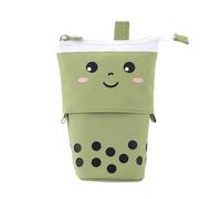 Creativo y lindo estuche con diseño de té con leche y un soporte redondo extensible para bolígrafos Hkr249 (verde, 17 x 13 x 6 cm)