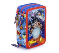 Creativolution Estuche escolar 3 cremalleras Dragon Ball 3 Zip con 44 artículos (azul, rojo), 20×15×6 cm - Producto Oficial