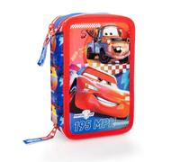 Creativolution - Estuche escolar completo con 3 cremalleras, que contiene 44 piezas incluyendo rotuladores Giotto y lápices de colores con mina de 4 mm., Cars, Taglia Unica, Moderno