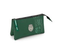 Creativolution Sporting CP - Estuche oficial para compartimentos escolares - Poliéster verde con 3 compartimentos para suministros escolares - 22 x 12,5 x 3 cm, verde, talla única, Casual