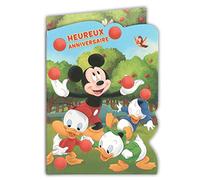 Creativ'World 190874 - Tarjeta de cumpleaños con pegatinas Disney Mickey Mouse Minnie Riri Fifi Loulou Duck Manzanas Pommereros Verger - con sobre azul 12 x 17,5 cm