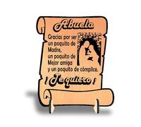 Creatiwood Tarjeta de felicitación y agradecimiento en madera únicas y originales para tu Abuela, Que regalar en Días especiales, cumpleaños, jubilación (Abuela)