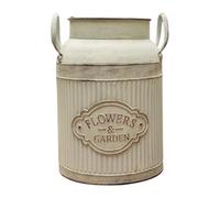 CreatoHundreds Jarra de Hierro para Flores con Recipiente Decorativo Vintage y Asa Lateral Florero Rústico para Artificiales O Adecuada para, White L, Individual