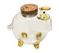 CreatoHundreds Piggy Bank Cristal Alcancía Juguete Caja de Ahorro Vasija Decorativa en Forma de Cerdito de Vidrio Resistente Adecuada para Niños Adultos Oficina, Style a