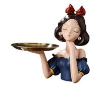 CreatoHundreds Princesa Estatua Bandeja Porta Llaves de Resina Decorativa con Figura de Niña Contenedor de Dulces Joyero Cosmético Y Adecuada para Entrada M, Azul, Individual