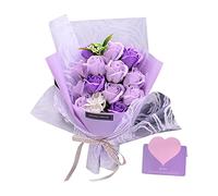 CreatoHundreds Ramo de Flores de Jabón, Ramo de Flores Artificiales, Rosas de Jabón, Realistas para El Día de Valentín, Boda, Cumpleaños, Dormitorio, Novia, Violeta, tal como se describe