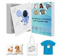 Creatorally DTF Transfer Film, Papel Transfer para Camisetas A4 Premium, Papel DTF Sublimacion Pet de Doble Cara para Todas Las Impresoras de Inyección de Tinta (120 Hojas, Brillante)
