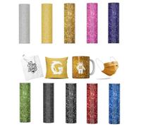 Creatorally Hojas de Papel de Transferencia Infusible, Paquete 10 Hojas 11x30 cm, Papeles de Tinta Sublimación Teñidos Preimpresos, Película Prensa Calor para Camisetas y Tazas DIY (Brillantina)