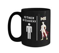 Creator's Cove Best Dziadek Superhero Polish Grandpa Black Coffee Mug Other Dziadeks Me, Dziadziu Gift Grandpa is my hero cup worlds greatest from granddaughter