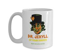 Creator's Cove Dr Jekyll and Mr Hyde - Taza de café de Halloween con tema de terror de hocus pocus aterrador universal clásico monstruos mercancía, taza de cerámica de otoño espeluznante gótica