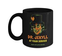 Creator's Cove Dr Jekyll and Mr Hyde - Taza de café negra de Halloween con tema de terror de hocus pocus aterrador, mercancía clásica universal de monstruos, taza de cerámica de otoño espeluznante