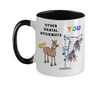 Creator's Cove Taza de café de dos tonos con diseño de unicornio bailarín de arco iris, divertida taza de agradecimiento para empleado del mes, compañero de trabajo que se va de despedida