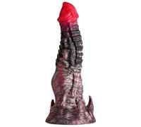 CREATURE COCKS Hades - Consolador de silicona para hombres, mujeres y parejas. Consolador de criatura de fantasía, base de ventosa fuerte. Texturas estimulantes y compatibles con arnés. 1 pieza, rojo