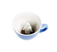Creature Cups Penguin Ceramic Cup (11 Ounce Ice Blue Exterior) - Hidden Animal Inside Mug - Birthday Holiday and Housewarming Gift for Coffee & Tea