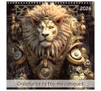 Créatures rétro-mécaniques (Calendrier mural carré 2026 30 x 60 cm (ouvert)) Calendrier double avec une page pour vos prises de notes: Plongez dans ... des engrenages et des cuivres