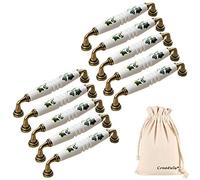 Creatwls Tiradores para Muebles de Cocina, 10 unidades, Tiradores de Cajones, Tiradores de Puerta de Armario, Tiradores de Puerta para Cocina, Manija de Cerámica del Cómoda, distancia del agujero 128