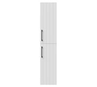 Creavit D10 Armario alto para baño, armario de baño, armario estrecho para baño, toallero, tablero de fibra de densidad media, resistente a la humedad, 2 puertas, cierre suave, colgador, espacio de