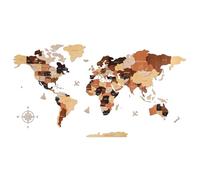 Creawoo Mapa del Mundo de Madera 3D Decoración de Pared, multicapa mapamundi de madera arte decoración de pared para sala de estar oficina dormitorio, mapa de viaje multicolor, 200x114cm