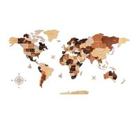 Creawoo Mapa del Mundo de Madera 3D Decoración de Pared, multicapa mapamundi de madera arte decoración de pared para sala de estar oficina dormitorio, mapa de viaje multicolor, idea de regalo-100x57cm