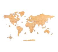 Creawoo Mapa Mundi Pared Grande de Madera, Mapamundi de Madera Natural Decoración de Pared para Sala de Estar, Oficina, Dormitorio -200x114 CM, Decoración de Pared Mapamundi Arte