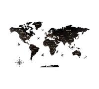 Creawoo Mapa Mundi Pared Grande de Madera, Mapamundi de Madera Negro Decoración de Pared para Sala de Estar, Oficina, Dormitorio -100x57 CM, Decoración de Pared Mapamundi Arte con Diseño Hueco Grabado