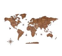Creawoo Mapa Mundi Pared Grande de Madera, Mapamundi de Madera Nuez Decoración de Pared para Sala de Estar, Oficina, Dormitorio -100x57 CM, Decoración de Pared Mapamundi Arte con Diseño Hueco Grabado