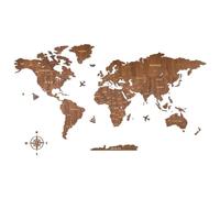 Creawoo Mapa Mundi Pared Grande de Madera, Mapamundi de Madera Nuez Decoración de Pared para Sala de Estar, Oficina, Dormitorio -150x85 CM, Decoración de Pared Mapamundi Arte con Diseño Hueco Grabado