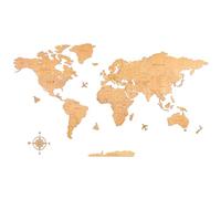 Creawoo Mapamundi Pared Grande de Madera, Mapamundi de Madera Natural Decoración de Pared para Sala de Estar, Oficina, Dormitorio -100x57 CM, Decoración de Pared Mapamundi Arte