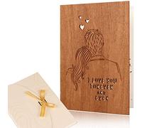 Creawoo Tarjetas de Felicitación de Madera, Tarjetas de Felicitación hechas a mano para el amor, Tarjeta de Madera I Love You Forever & Ever para Cumpleaños, Aniversario, Bodas, San Valentín