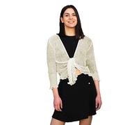 creazioni unique Cardigan Mujer Primavera y Verano 100% Rayon - Bolero Mujer Fiesta - Rebeca Mujer Primavera Ligera de Abertura Fronta con Esencia de Flor de Cerezo (Crema)