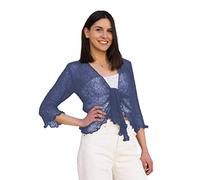 creazioni unique Cardigan Mujer Primavera y Verano 100% Rayon - Bolero Mujer Fiesta - Rebeca Mujer Primavera Ligera de Abertura Fronta con Esencia de Flor de Cerezo (Azul Marino)