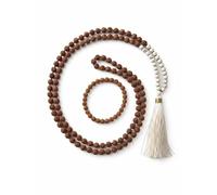 creazioni unique Mala tibetano 108 granos original - Collar Rudraksha y pulsera para hombre/mujer hechos a mano - Idea regalo espiritual para meditación y yoga, Howlite, Nácar, Perla