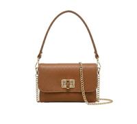 creazioni unique Minibag artesanal, Made in Italy - Bolso de mujer de rafia trenzada y piel auténtica - Bandolera elegante con cadena dorada y cierre a presión, camel