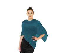 creazioni unique Poncho Mujer con Cuello Redondo - Elegante Chal de Fiesta y Ceremonia 100% Rayon con Esencia de Flores de Cerezo - Moda Mujer Vestido Verano y Primavera (Petróleo)