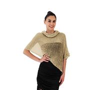 creazioni unique Poncho Mujer con Cuello Redondo - Elegante Chal de Fiesta y Ceremonia 100% Rayon con Esencia de Flores de Cerezo - Moda Mujer Vestido Verano y Primavera (Arena Oro)